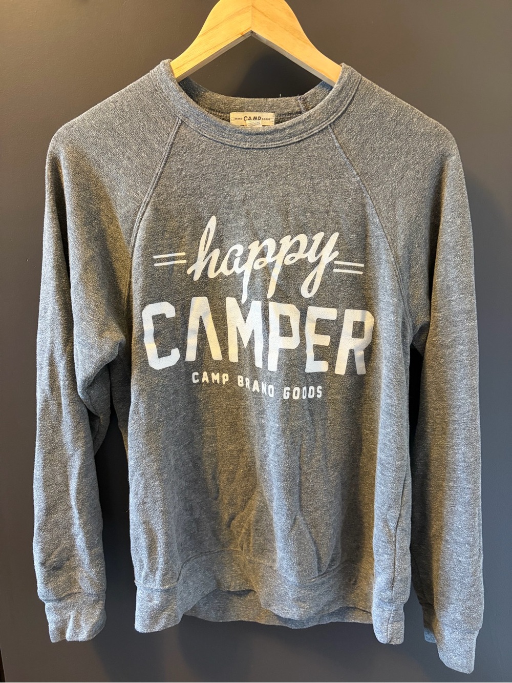 Camp Brand Goods ‘Happy Camper' Grey Crewneck Sweater